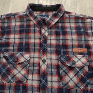 Simply Southern Fleece Snap Shirt Mens Large Blue Gray Plaid Pockets SOFT